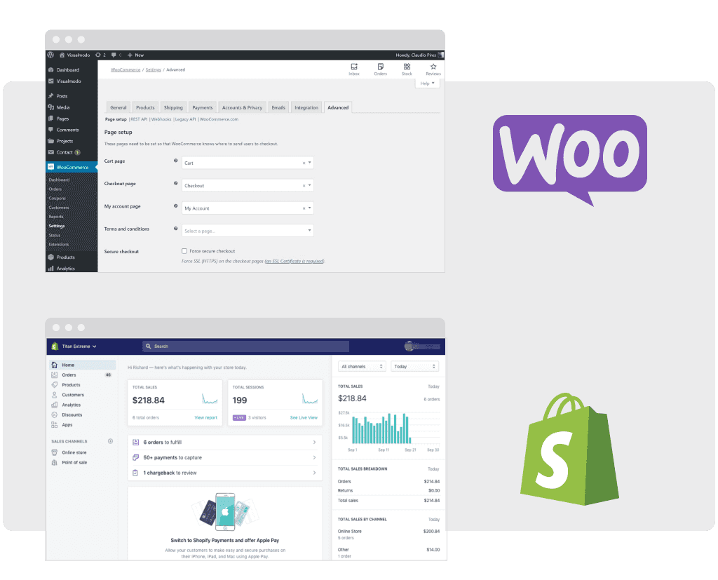 Shopify, Woocommerce